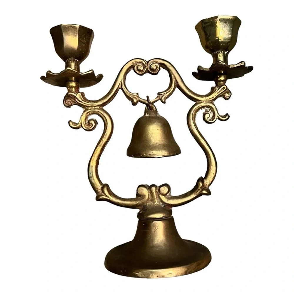 Vintage‎ Brass Candle Holder with Bell